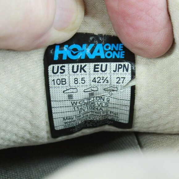 Hoka One One Clifton 9 White Mesh Breathable Marathon Sneaker Shoes Size 10 B - Picture 8 of 9